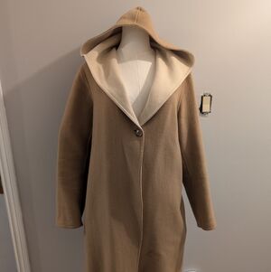 Uniqlo Tan Hooded Women's Cape Coat
